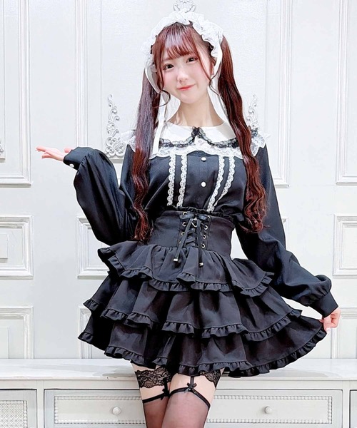 MA*RS（マーズ） ブラウス シャツ 胸開き配色ダブルレースブラウス