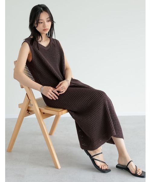 「Re:EDIT」 ノースリーブワンピース MEDIUM ブラック レディース_画像7