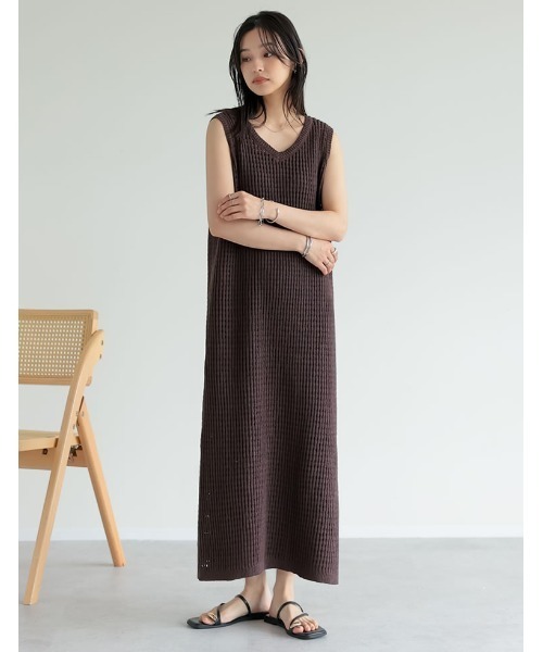 「Re:EDIT」 ノースリーブワンピース MEDIUM ブラック レディース_画像8