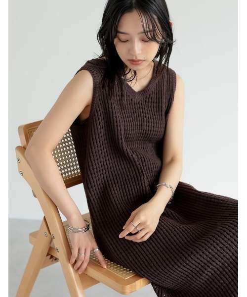 「Re:EDIT」 ノースリーブワンピース MEDIUM ブラック レディース_画像9