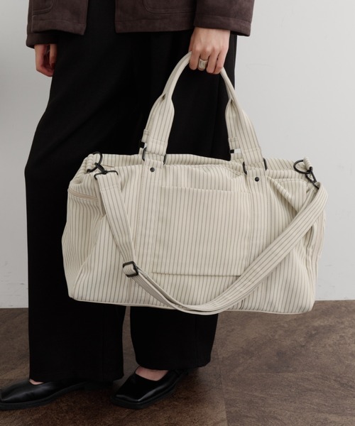 ☆新品☆DFFUR.(ディフル) 撥水ボストンバッグ DFFUR. ボストンバッグ 撥水ストライプキャリーオンボストン「大容量