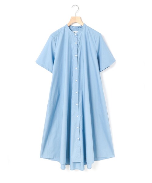 MidiUmi＊コットンリネン　ハーフスリーブAラインシャツワンピース MidiUmi（ミディウミ） ワンピース ハーフスリーブAラインシャツ