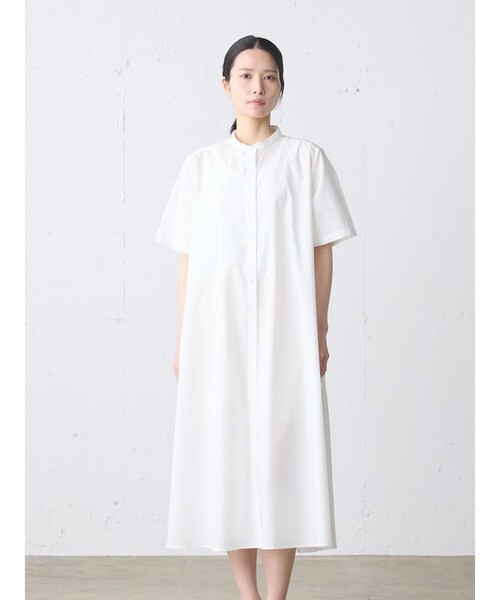 MidiUmi＊コットンリネン　ハーフスリーブAラインシャツワンピース MidiUmi（ミディウミ） ワンピース ハーフスリーブAラインシャツ