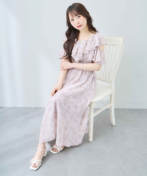 INGNI（イング） ワンピース 「WEB限定」肩あき花柄フリルワンピース