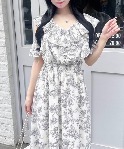 INGNI（イング） ワンピース 「WEB限定」肩あき花柄フリルワンピース