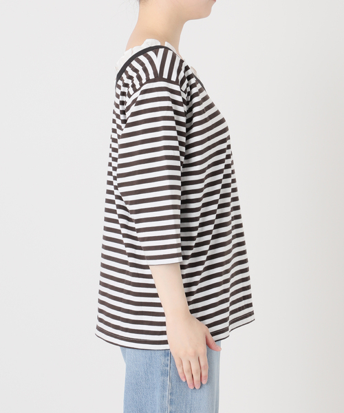 【新品】イエナ★ボーダーカットソー IENA（イエナ） tシャツ BLACK フリル付きボーダーカットソー