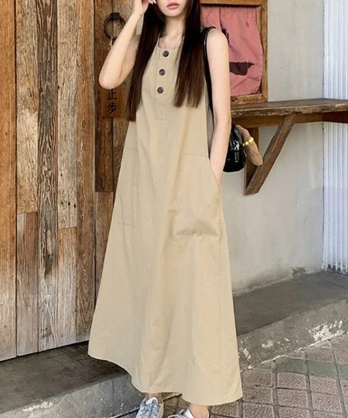 ワンピース フロントボタンノースリーブワンピース : ZOZOTOWN Yahoo
