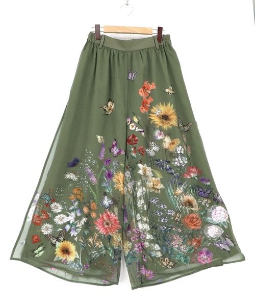 iS ScoLar（イズスカラー） パンツ 562224：花柄シフォン×花柄生地 3D
