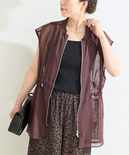 美品✨ L'Appartement Lisiere レースジレ ベスト カーキ Simplicite（サンプリシテ） ベスト ジレ 手洗い可 / M65シアー