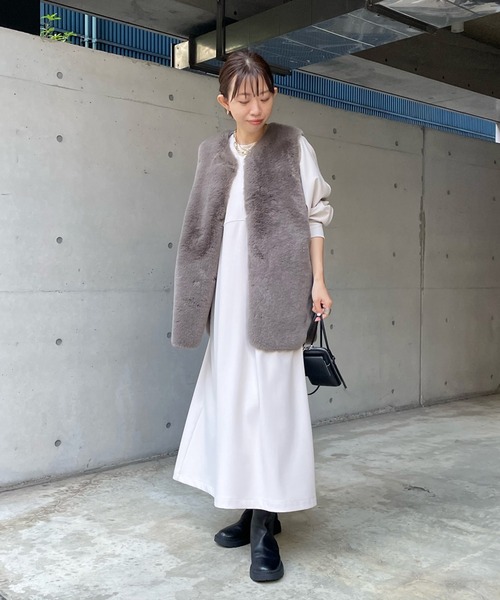「DouDou」 長袖ワンピース FREE ブラック レディース_画像7