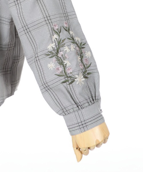 axes femme チェックビスチェブラウス axes femme シャツ ブラウス 花刺繍チェックブラウス : ZOZOTOWN
