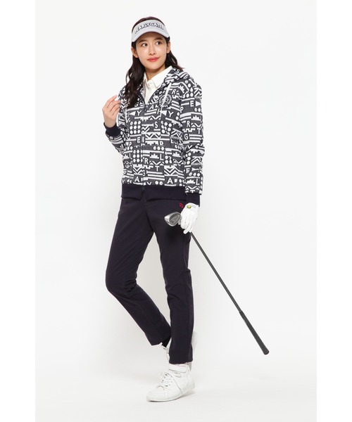 未使用3.1万 パーリーゲイツ 総柄 ストレッチ パンツ 1 レディース PEARLY GATES ゴルフ レディースパンツ｜レディースウエア