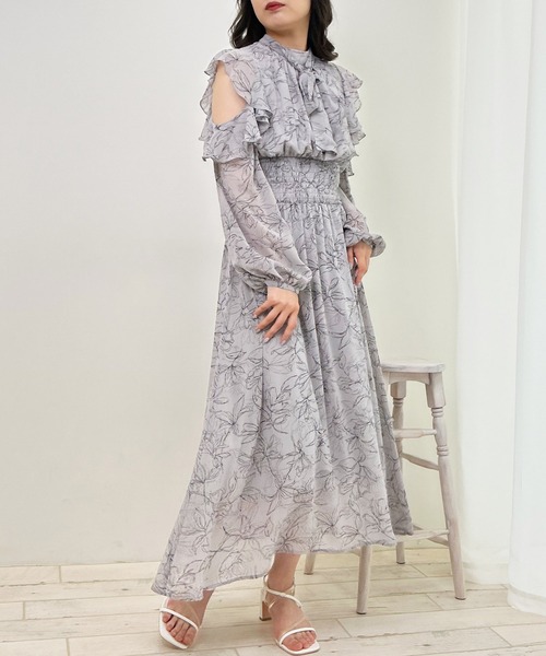 INGNI（イング） パーティードレス ワンピース 肩開きフリル花柄
