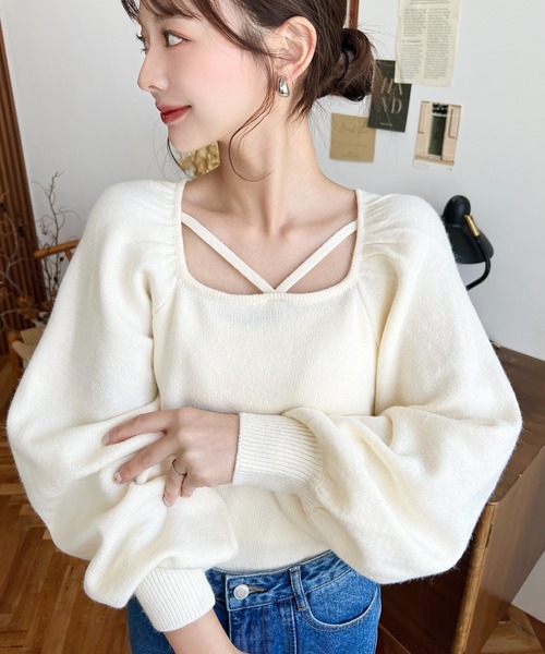 【未使用　タグ付き】2way アドーア　ボリュームスリーブ　ニット　38 2WAYカシュクールニット | ニット | NOELA OFFICIAL WEB STORE