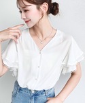ブラウス シャツ 夏 半袖 シフォンジョーゼッ...の詳細画像5