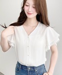 ブラウス シャツ 夏 半袖 シフォンジョーゼッ...の詳細画像2
