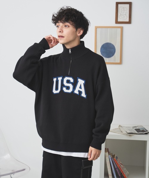 WEGO（ウィゴー） セーター ニット WEGO/スウェットライクハーフZIPUSA