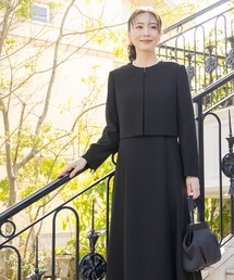 【新品】ブラック　高級礼服　喪服　セットアップ　ジャケット＆ワンピース　M～Ｌ　ゆったりめ ＆HALF セットアップ フォーマルジャケット＆前あきワンピース2点