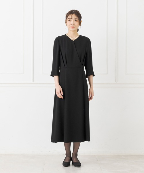 送料無料 セットアップ カシュクールワンピ 1255 CARETTE セットアップ 「喪服・礼服」ショート丈ジャケットと