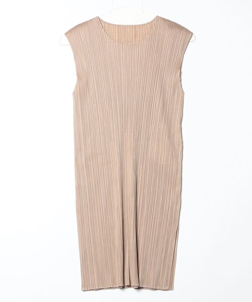 PLEATS PLEASE」 ノースリーブワンピース 4 ベージュ レディース  