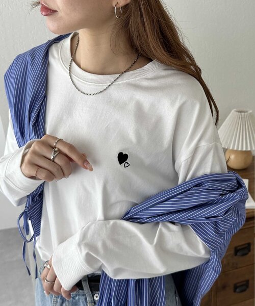 Discoat tシャツ 「新色追加!/WEB限定」ハート刺繍ワンポイント
