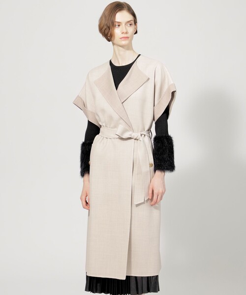 EPOCA コート アウター ウーステッドウールリバー ハーフスリーブ  