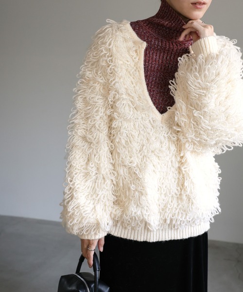 HCAE ループヤーンニット select MOCA（セレクトモカ） ニット セーター ループヤーンキーネック