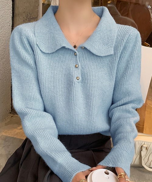 Girly Doll（ガーリードール） ニット セーター ポロカラーリブニット