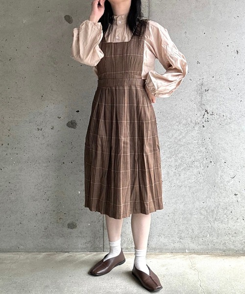 ワンピース レトロブラウス＆チェックワンピースセット : ZOZOTOWN 