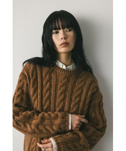 STYLEMIXER ニット セーター ケーブルニュアンススリーブニット  