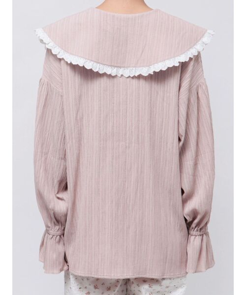 merry jenny 新品 ピンク ストライプフリルカラーブラウス merry jenny 新品 ピンク ストライプフリルカラーブラウス
