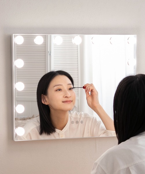 エムール LEDライト付き ハリウッドミラー 鏡USBポート付き EMOOR LED ライト付き ハリウッドミラー 女優ミラー 鏡 壁掛け