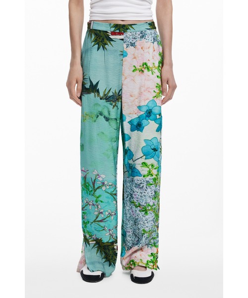 Desigual パンツ ボタニカルガーデン 花柄ワイドパンツ
