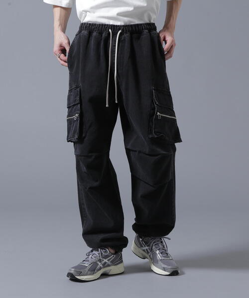 W32★DankeSchon★ダンケシェーン★ジップ カーゴパンツ★ブラック★L DankeSchon/ダンケシェーン/PREMIUM SUPER STRETCH TC BLACK WIDE ZIP