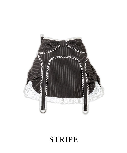 AVENCHUMU スカート Side ribbon ＆ frill back ribbon skirt