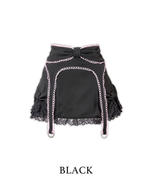 AVENCHUMU スカート Side ribbon ＆ frill back ribbon skirt