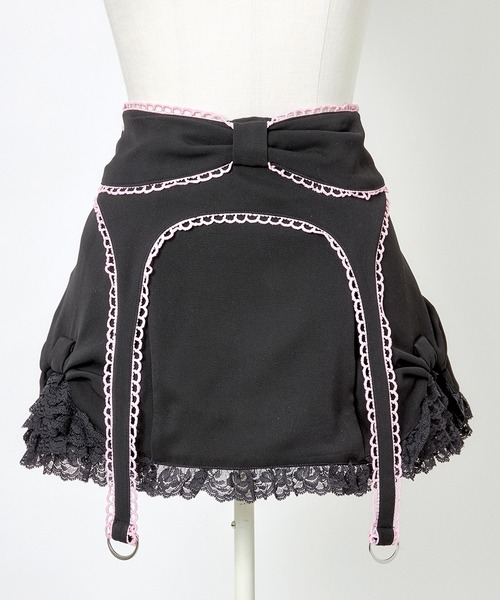 AVENCHUMU スカート Side ribbon ＆ frill back ribbon skirt