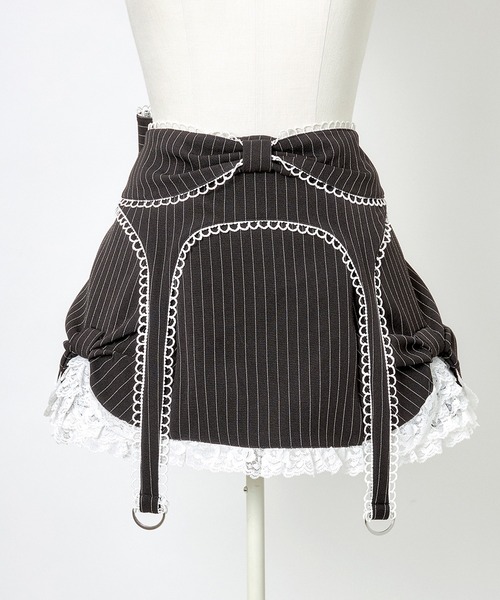 AVENCHUMU スカート Side ribbon ＆ frill back ribbon skirt