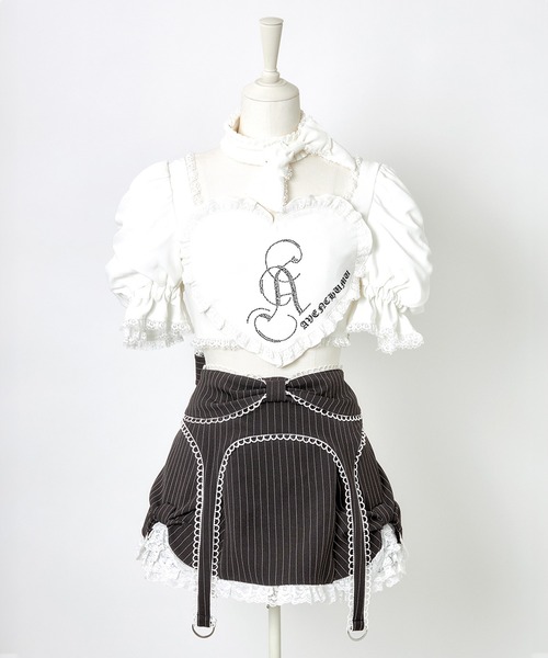 AVENCHUMU スカート Side ribbon ＆ frill back ribbon skirt
