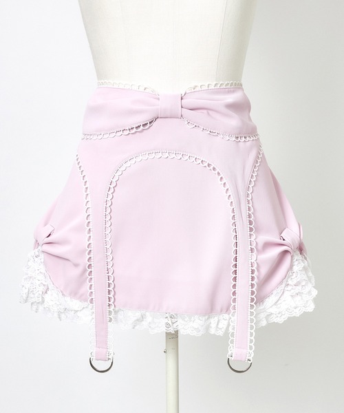 AVENCHUMU スカート Side ribbon ＆ frill back ribbon skirt