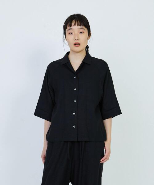 ブラウス シャツ リネン×レーヨンオープンカラーシャツ レディース LACOSTE ブラウス シャツ リネン×レーヨンオープンカラーシャツ