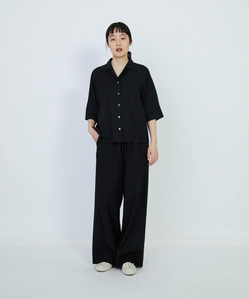 LOISIR ブラウス シャツ レーヨンリネンキャンバスオープン