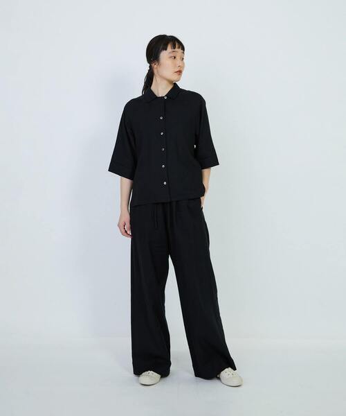 ブラウス シャツ リネン×レーヨンオープンカラーシャツ レディース LACOSTE ブラウス シャツ リネン×レーヨンオープンカラーシャツ