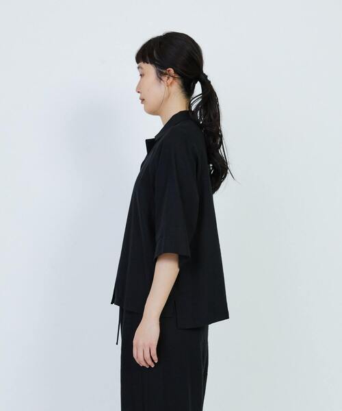 LOISIR ブラウス シャツ レーヨンリネンキャンバスオープン
