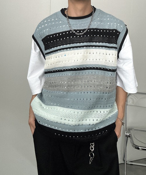 ベスト ジレ マルチボーダーベスト メンズ レディース | CREARE -LINO- | 07