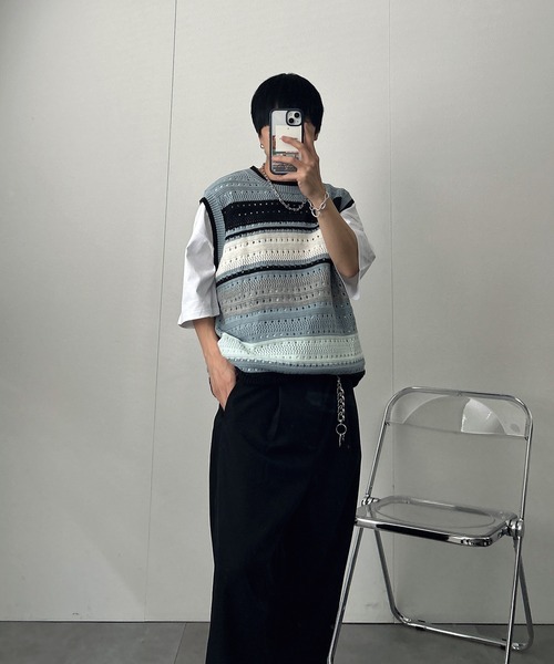 ベスト ジレ マルチボーダーベスト メンズ レディース | CREARE -LINO- | 12