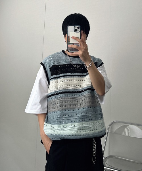 ベスト ジレ マルチボーダーベスト メンズ レディース | CREARE -LINO- | 06