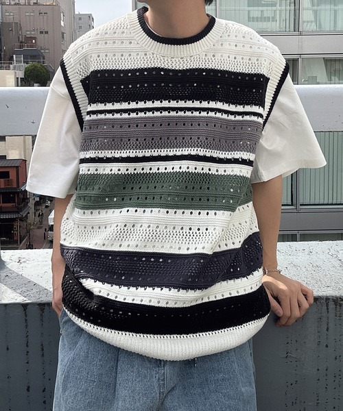 ベスト ジレ マルチボーダーベスト メンズ レディース | CREARE -LINO- | 14