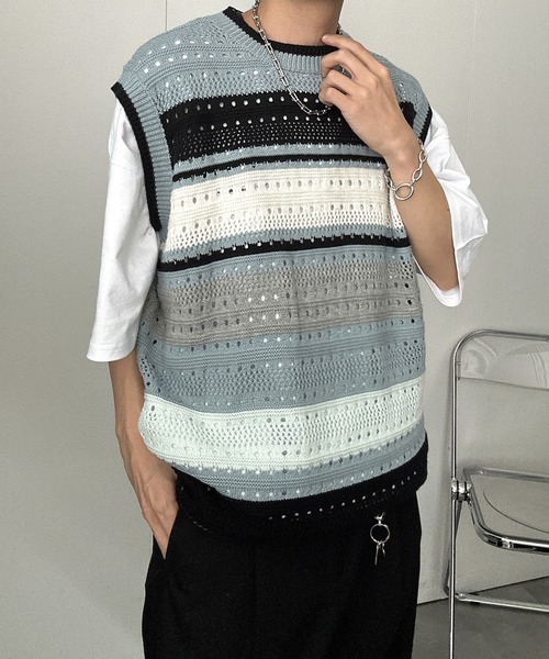 ベスト ジレ マルチボーダーベスト メンズ レディース | CREARE -LINO- | 15