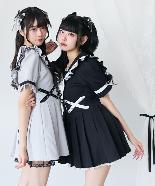 DearMyLove ワンピース 十字架レースフリルハートクロスベルト